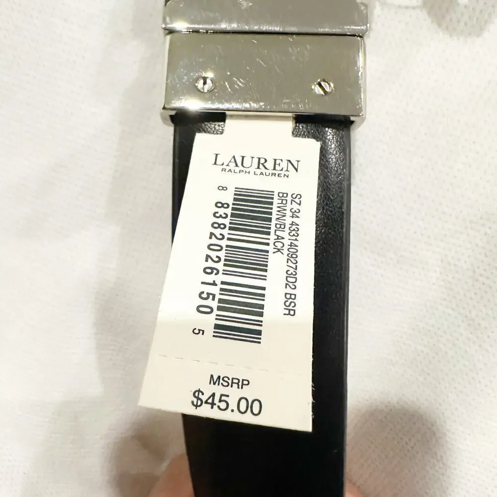 Lauren Ralph Lauren Faux Leather Reversible Belt Black/Brown Size 34